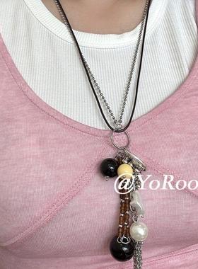 2026YoRoooi 小众乌托邦金属海螺甜酷风流苏长款珍珠毛衣链时髦感