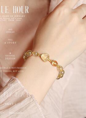 2026Blue hour天然黄水晶金发晶手串水沫玉弥勒佛招财转运手錬送