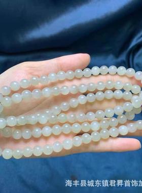 2026玉石 青海料和田玉烟紫约8m佛珠 玉质细腻 可DIY手串项链挂件
