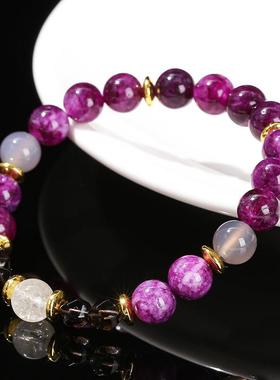 2026晶东珠宝深紫色玉髓茶曜石黄水晶顶珠手链高级感时尚女生手饰