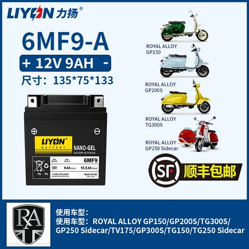 力扬RA摩托车电瓶RA150 GP150 GP250 GP300 TG300S TV175 TG300S