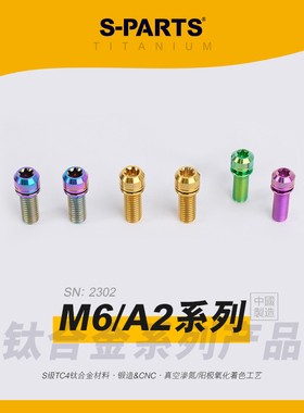 SPARTS斯坦 A2 系列 M6 L10-55mm 钛合金螺丝 摩托车改装紧定螺钉