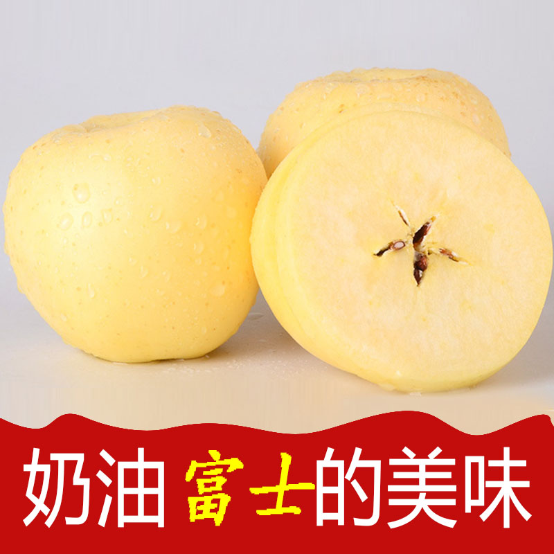 黄金奶油富士苹果5斤新鲜脆甜水果山东烟台冰糖心黄富士黄皮苹果