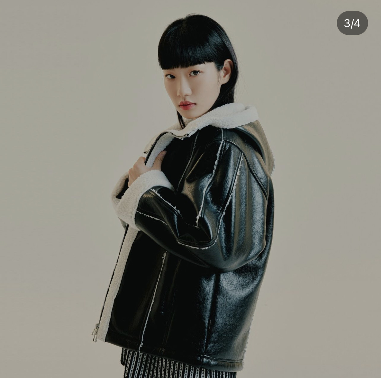 韩国RC羊羔皮拼接棉服外套