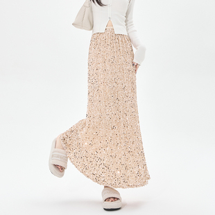 大码女春季新款胖mm显瘦a字裙设计感亮片鱼尾包臀