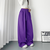 高腰显瘦松弛感休闲阔腿裤 子 胖mm梨形身材慵懒运动卫裤 女秋季 大码