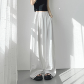 胖mm胯宽腿粗防晒松弛感阔腿裤 冰丝奶芙山本裤 女夏白色不透大码 裙