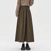 大码 梨形身材A字pu皮裙女春季 胖mm遮肚显瘦长裙高腰垂感半身裙子