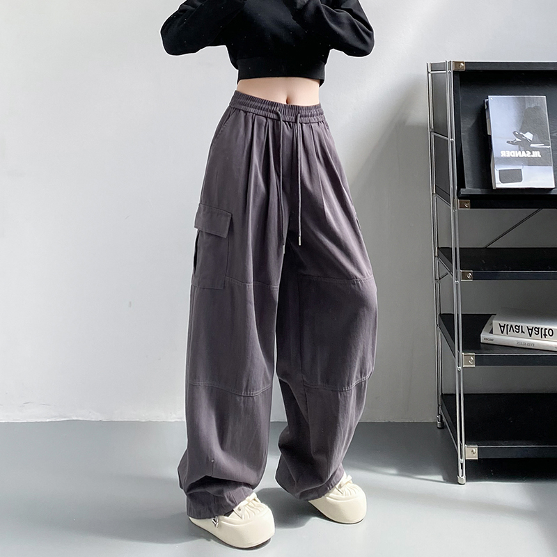 蜜略大码显瘦工装阔腿裤垂感酷飒