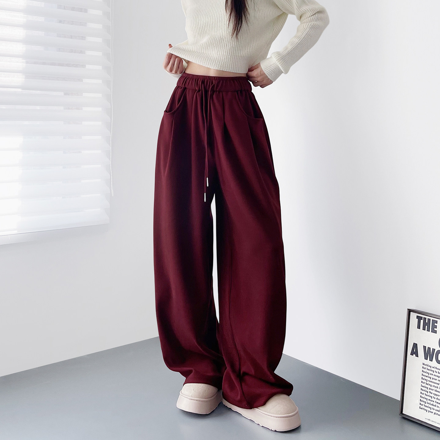 大码显瘦不臃肿仿羊绒运动阔腿裤女冬季胖mm高腰显瘦休闲山本卫裤,女装/女士精品,大码裤装,淘宝优惠券,粉丝福利购,淘宝优惠卷
