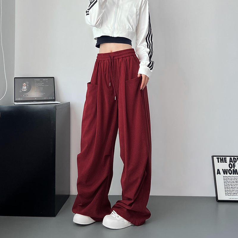 蜜略大码速干夏季宽松显瘦直筒裤