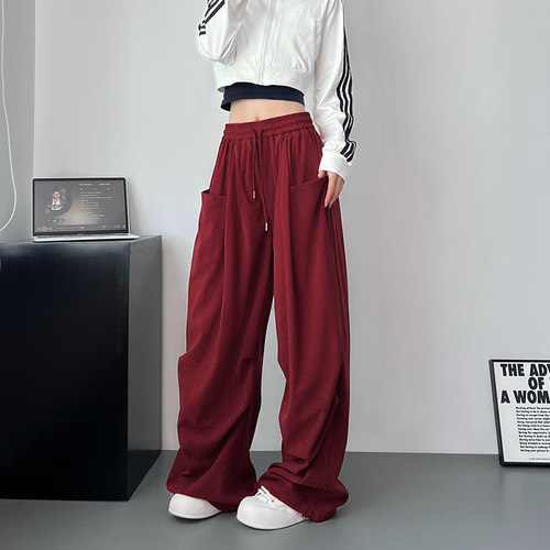 蜜略大码速干夏季宽松显瘦直筒裤