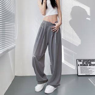 大码阔腿裤女夏季薄款宽松显瘦胖mm小个子拖地山本