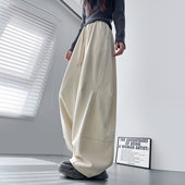 胖mm压褶垂感慵懒松弛感仿羊绒裤 卫裤 子 2025新款 大码 阔腿裤 女冬季