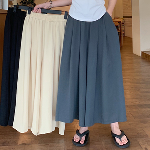 大码垂感裤裙女夏季胖mm高腰冰感防晒九分裤宽松显瘦直筒阔腿裤子
