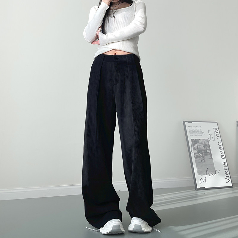 大码高腰肌理感西装裤女秋季梨形身材胖mm慵懒软糯拖地休闲阔腿裤,女装/女士精品,大码裤装,淘宝优惠券,粉丝福利购,淘宝优惠卷