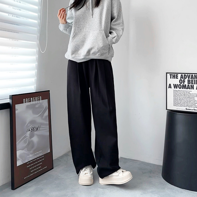 加厚加绒大码阔腿裤女秋冬季胖mm黑色直筒裤垂感拖地子,女装/女士精品,大码裤装,淘宝优惠券,粉丝福利购,淘宝优惠卷