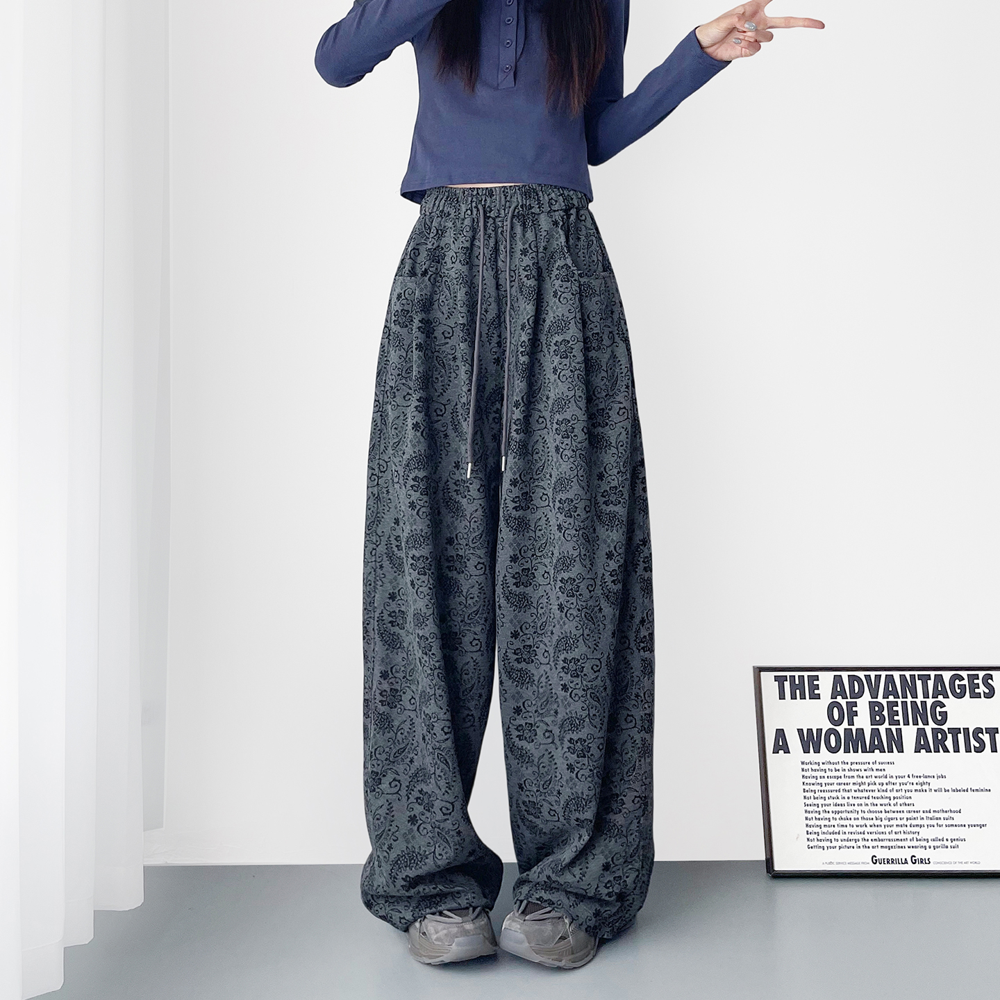 蜜略大码胖mm秋季阔腿裤梨形身材