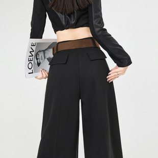 通勤毛呢西装 胖mm显瘦慵懒风加厚保暖直筒阔腿裤 裤 爆款 女冬季 大码
