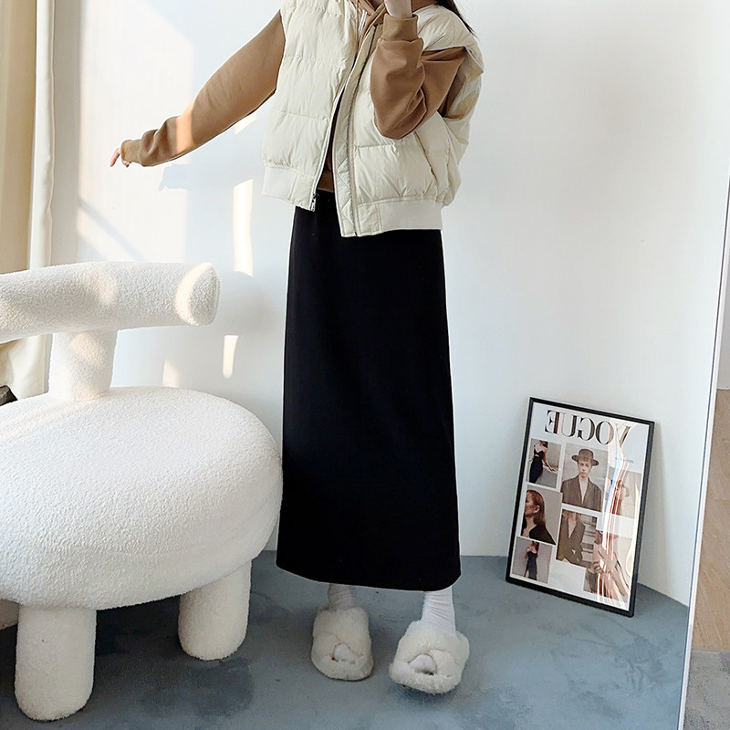 大码胖mm黑色女秋冬显瘦遮肉中长款A字裙开叉半裙,女装/女士精品,大码半身裙,淘宝优惠券,粉丝福利购,淘宝优惠卷