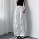 女夏季 大码 胖mm宽松遮肉轻薄运动工装 白色不透冰丝速干阔腿裤 裤 子