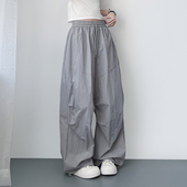 裤 冰丝速干宽松显瘦阔腿裤 子 胖mm美式 登山防晒运动工装 女夏季 大码