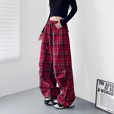 蜜略大码宽松胖MM秋季纯色阔腿裤