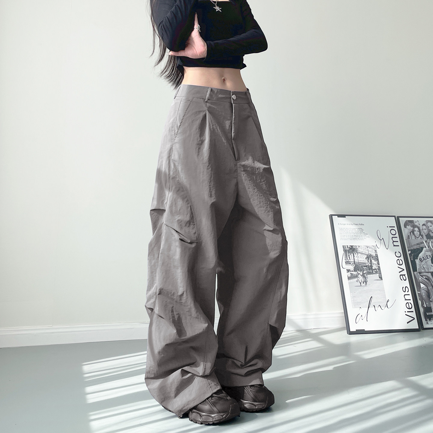 大码显瘦机能酷飒工装裤女春季新款胖mm宽松藏肉辣妹风伞兵阔腿裤,女装/女士精品,大码裤装,淘宝优惠券,粉丝福利购,淘宝优惠卷