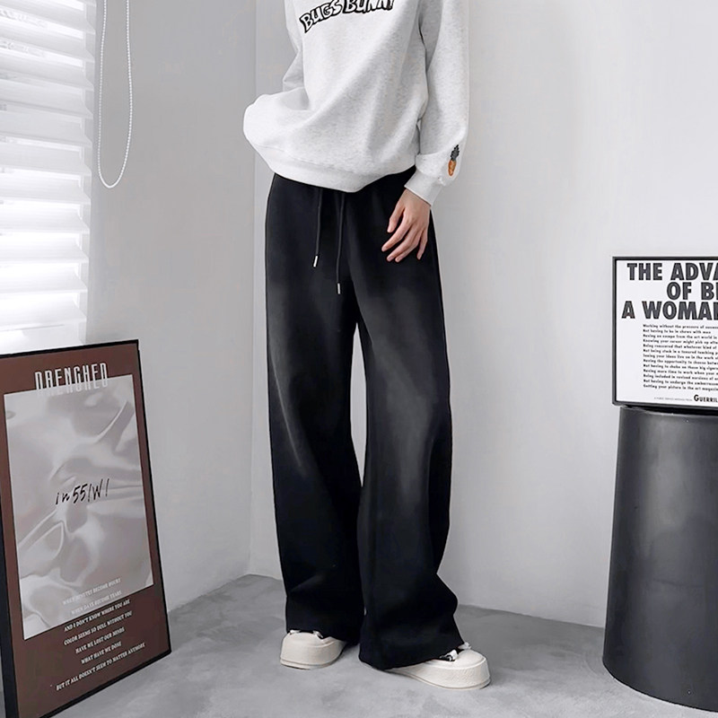 美式大码阔腿裤女春季胖mm宽松垂感做旧直筒束脚子,女装/女士精品,大码裤装,淘宝优惠券,粉丝福利购,淘宝优惠卷