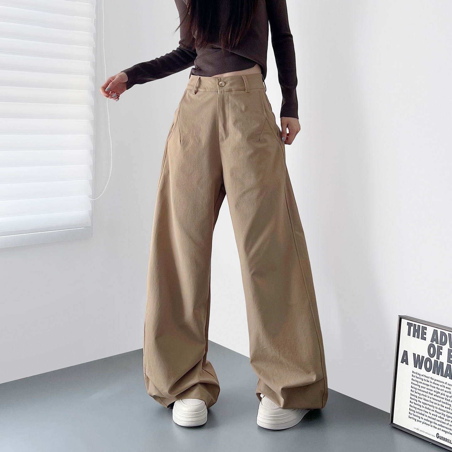 大码高腰显瘦卡其色西装裤女2026春季新款胖mm松弛感慵懒风阔腿裤,女装/女士精品,大码裤装,淘宝优惠券,粉丝福利购,淘宝优惠卷
