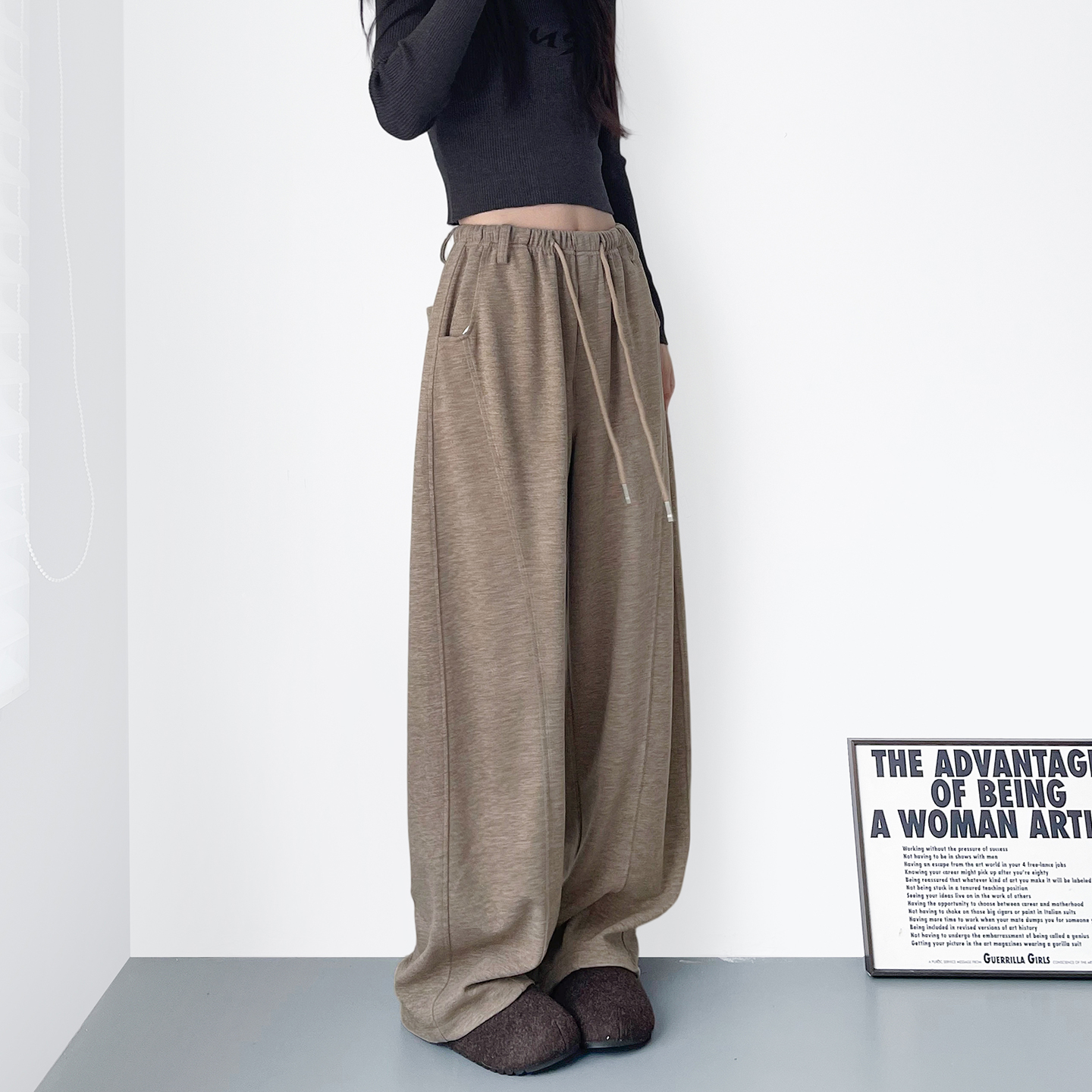 蜜略大码胖mm冬季阔腿裤梨形身材