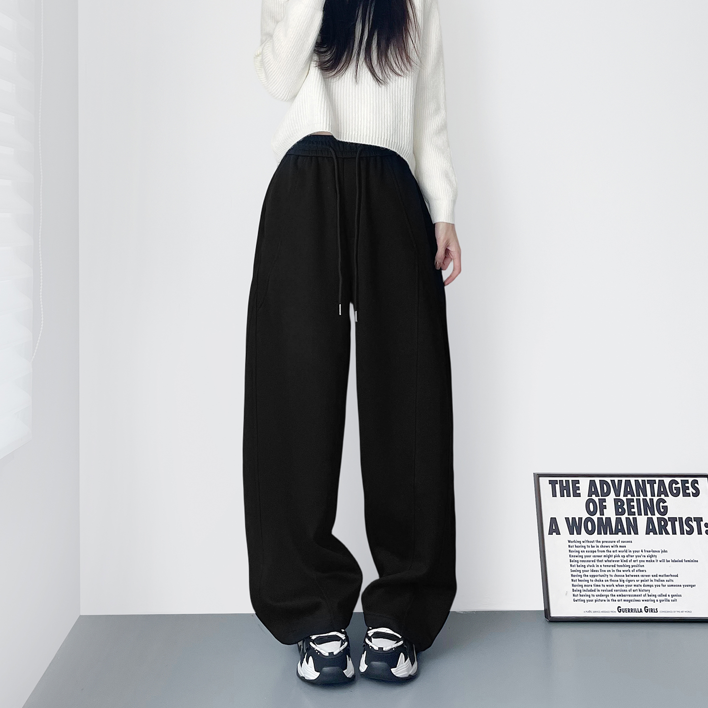 蜜略大码胖mm纯色阔腿裤梨形身材