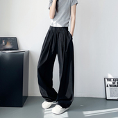 高腰松紧直筒裤 冰丝速干阔腿裤 宽松显瘦薄款 休闲裤 大码 胖mm女夏季