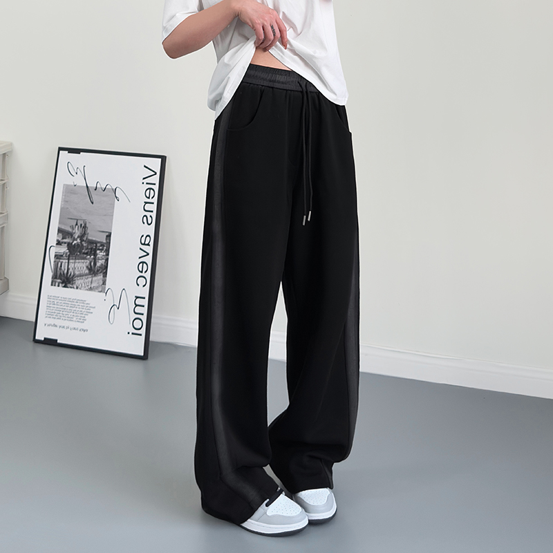 蜜略条纹新款显瘦休闲裤梨形身材