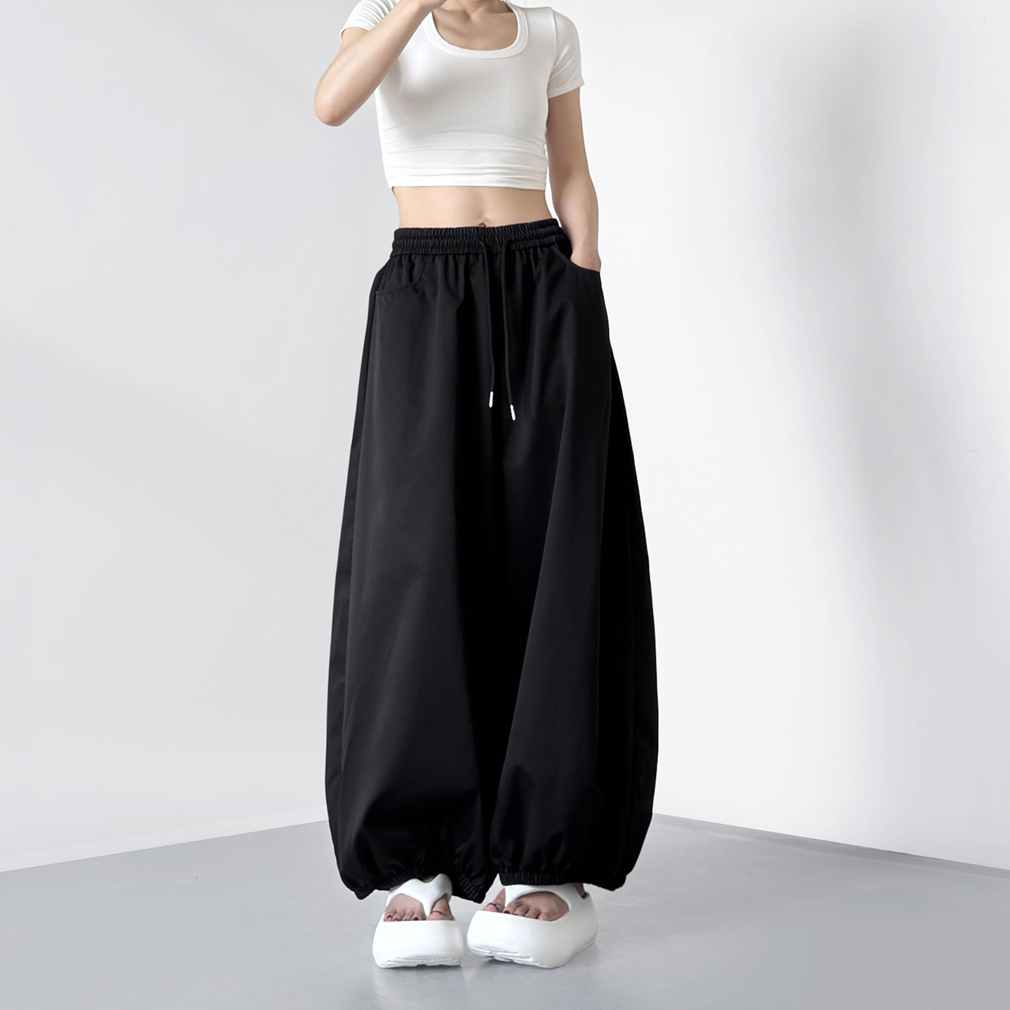 大码大裤腿酷飒宽松运动裤女2026夏季新款胖mm显瘦束脚透气阔腿裤