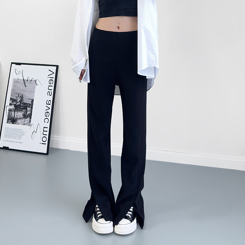 蜜略新款开叉微喇休闲裤梨形身材