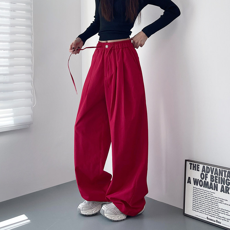 早秋新款压褶垂感阔腿裤女大码胖mm宽松微胖显瘦穿搭运动休闲长裤,女装/女士精品,大码裤装,淘宝优惠券,粉丝福利购,淘宝优惠卷