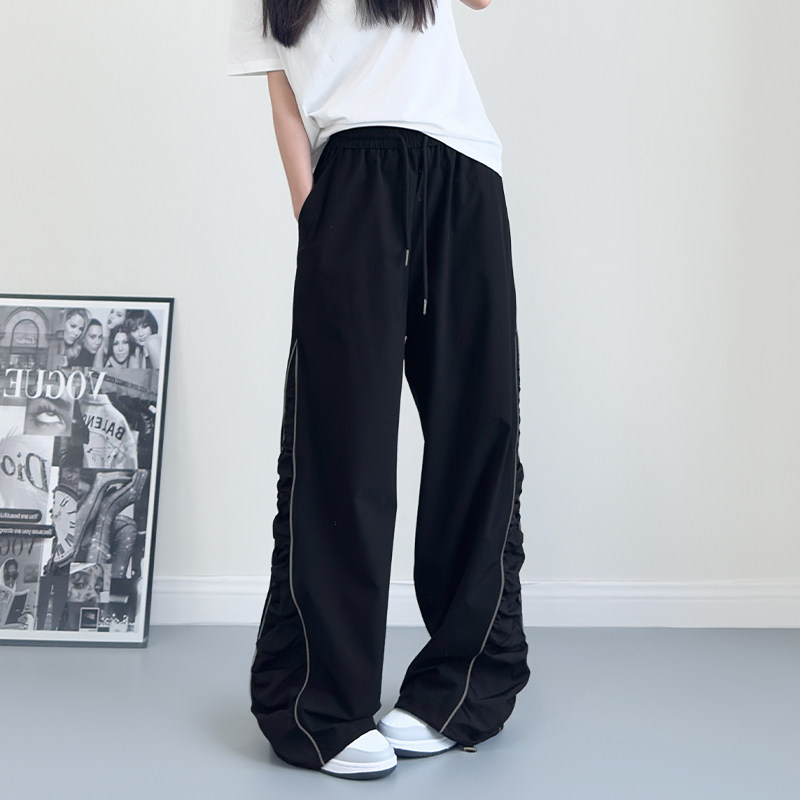 褶皱阔腿运动裤女春季新款大码胖mm显瘦藏肉休闲裤高腰抽绳拖地裤,女装/女士精品,大码裤装,淘宝优惠券,粉丝福利购,淘宝优惠卷