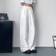 白色冰丝凉感休闲裤 胖mm显瘦遮肉200斤垂感阔腿山本裤 女夏季 大码