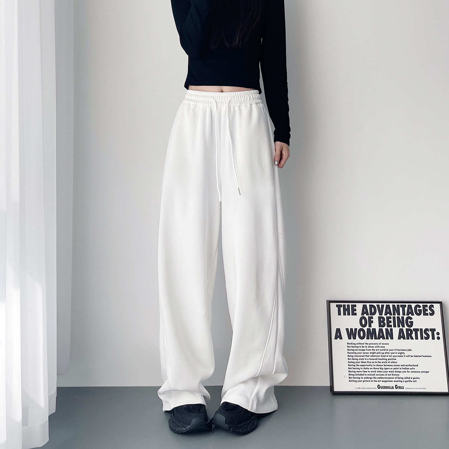 大码慵懒风软糯拖地阔腿裤女秋季新款胖mm显瘦高腰垂感运动休闲裤,女装/女士精品,大码裤装,淘宝优惠券,粉丝福利购,淘宝优惠卷