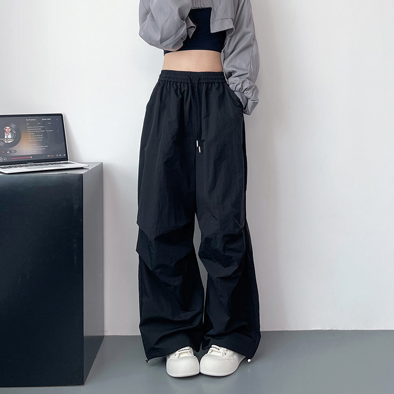 阔腿裤女早秋2024新款大码胖mm宽松显瘦休闲裤褶皱抽绳高腰工装裤,女装/女士精品,大码裤装,淘宝优惠券,粉丝福利购,淘宝优惠卷