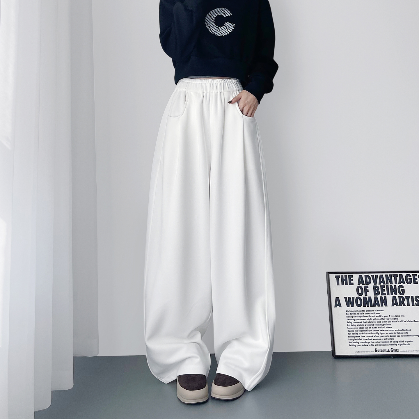 蜜略大码胖mm秋冬阔腿裤梨形身材