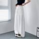 胖mm慵懒松弛感显瘦休闲裤 大码 新品 女夏季 白色不透凉感肌理阔腿裤