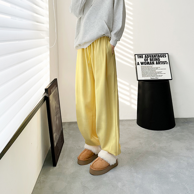 蜜略大码加绒加厚阔腿裤女