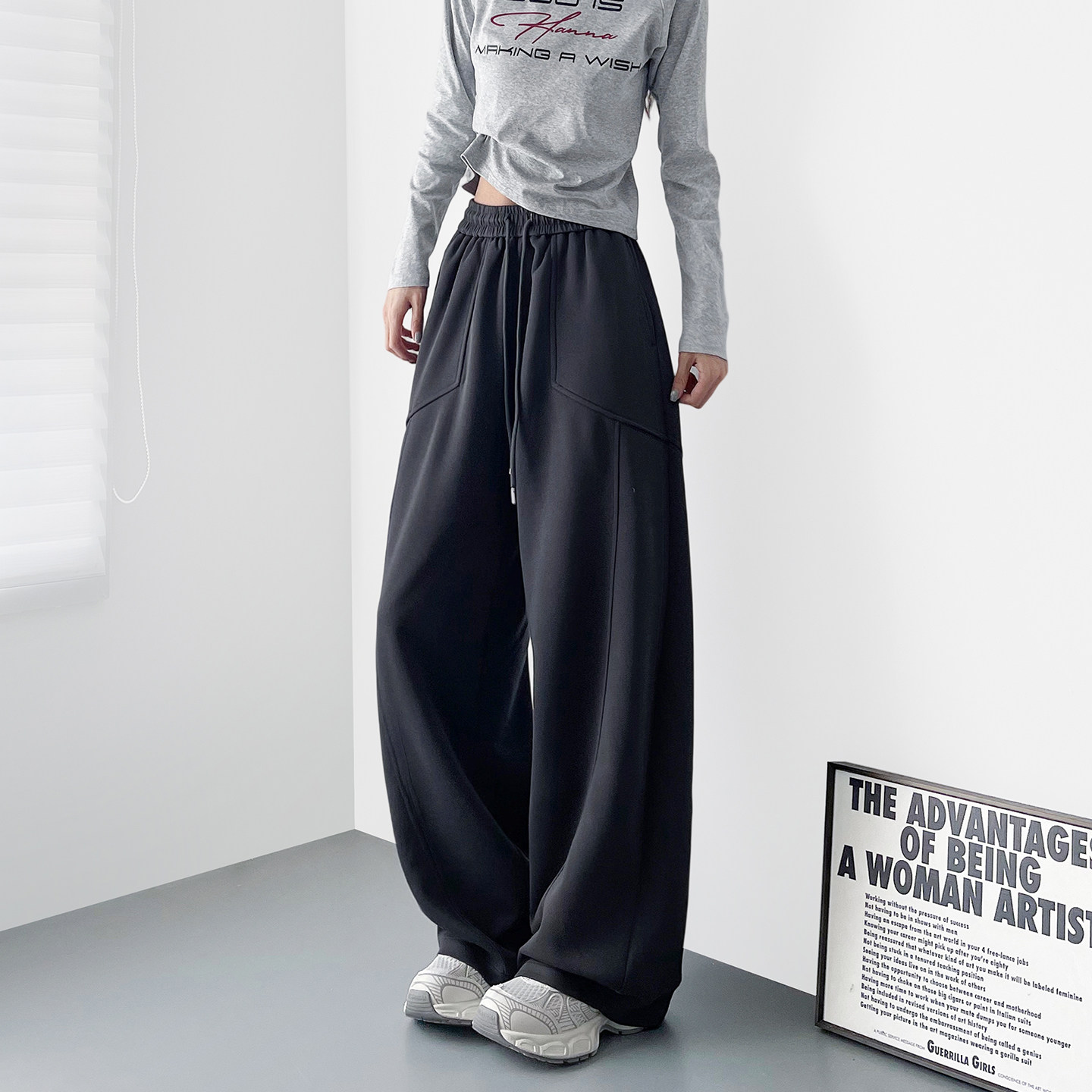 2026春季新款显瘦宽松直筒运动阔腿裤女大码胖mm慵懒风休闲长裤子,女装/女士精品,大码裤装,淘宝优惠券,粉丝福利购,淘宝优惠卷