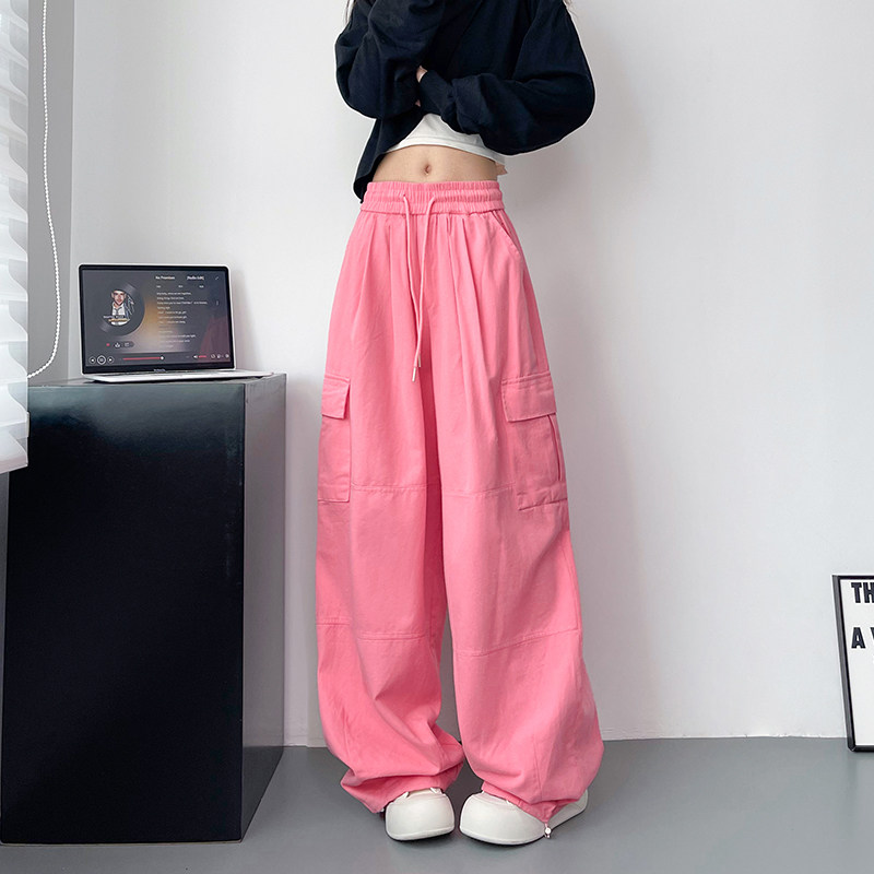 胖mm工装裤女生秋季大码宽松休闲阔腿裤收腰显瘦潮流拖地长裤,女装/女士精品,大码裤装,淘宝优惠券,粉丝福利购,淘宝优惠卷