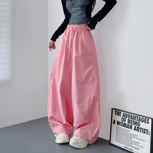 2026春季新款宽松显瘦大裤腿阔腿裤女大码胖mm垂感拖地香蕉运动裤