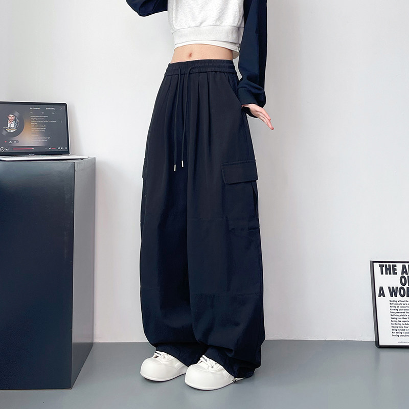 大码阔腿裤女2024秋胖mm松紧直筒工装裤抽绳拖地显瘦子,女装/女士精品,大码裤装,淘宝优惠券,粉丝福利购,淘宝优惠卷