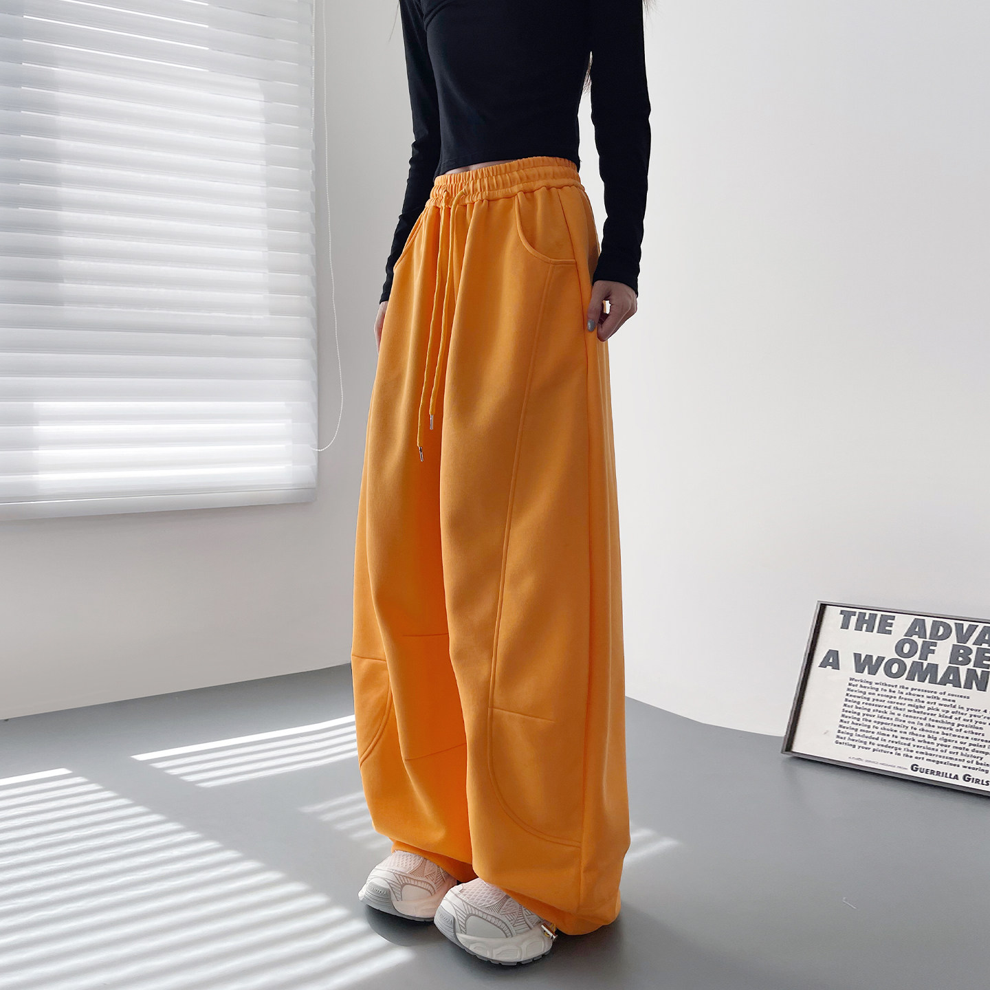 美式运动休闲裤女冬季新款大码胖mm显瘦宽松高腰加绒慵懒风阔腿裤,女装/女士精品,大码裤装,淘宝优惠券,粉丝福利购,淘宝优惠卷