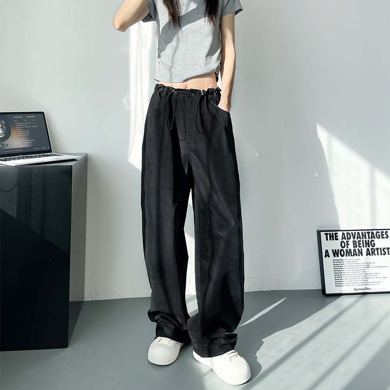 宽松显瘦女夏大码胖mm慵懒风直筒工装裤垂感拖地阔腿裤,女装/女士精品,大码裤装,淘宝优惠券,粉丝福利购,淘宝优惠卷